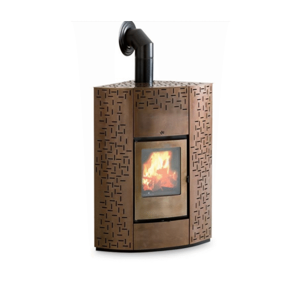 Eckholzofen Edelstahl brüniert - HERKUNFT PHEBO Giunone 12 kW