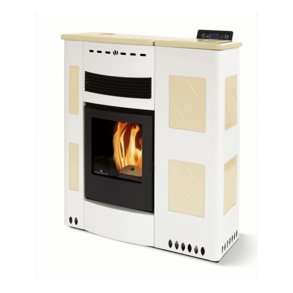 Extraflacher belüfteter Pelletofen aus Keramik – ORIGINAL PHEBO Iris Maxi 13 kW