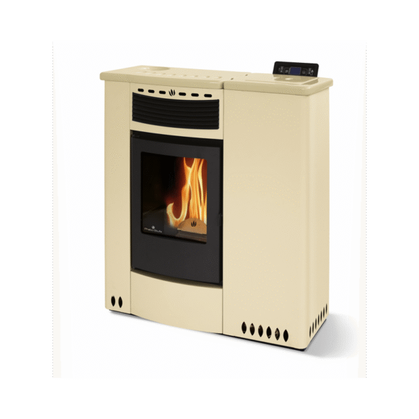 Extra flacher, belüfteter Pelletofen aus Keramik – ORIGINAL PHEBO Talia 13 kW